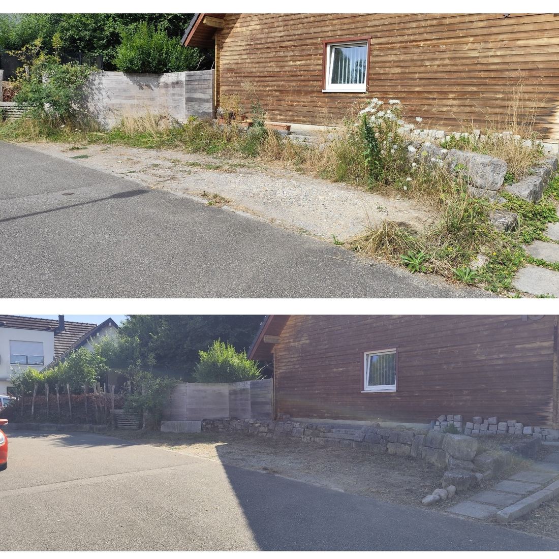Débroussaillage d'un terrain avant/après